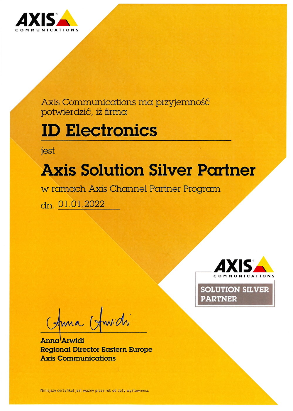 ID Electronics IDE Axis Solution Silver Partner